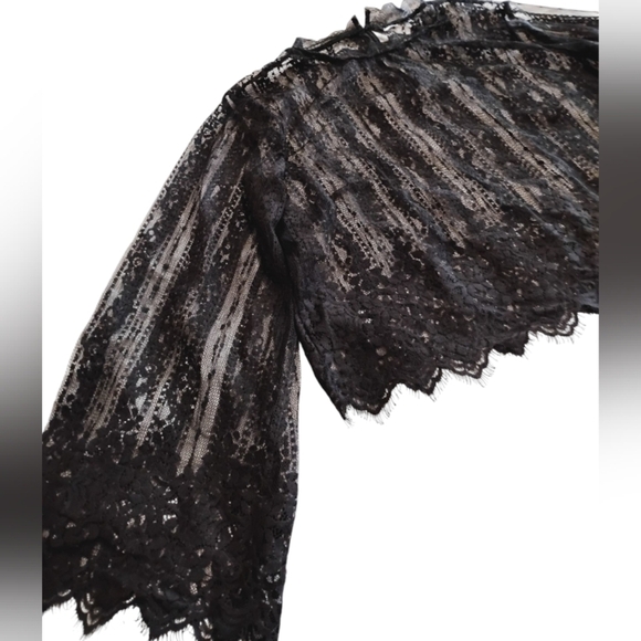 H&M | Woman's Black Lace, Wide Sleeve Witchcore Gothic Style Blouse | Medium - Picture 5 of 11